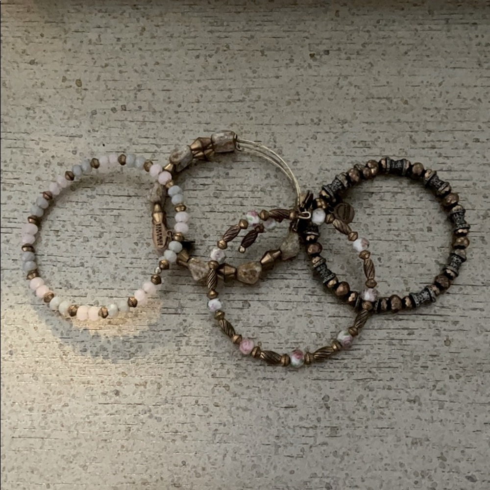 Lot of 4 Alex & Ani blush and gold bracelets